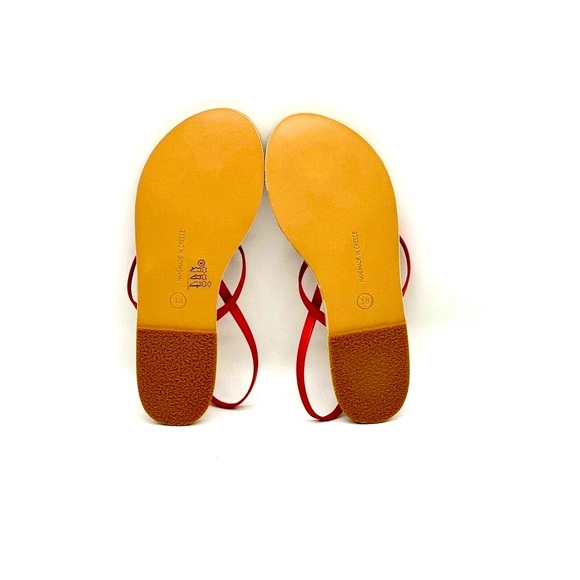 Ancient Greek Sandals Women Size 7 Flat Thong Knot Sandals Red Heel Strap - Picture 6 of 7